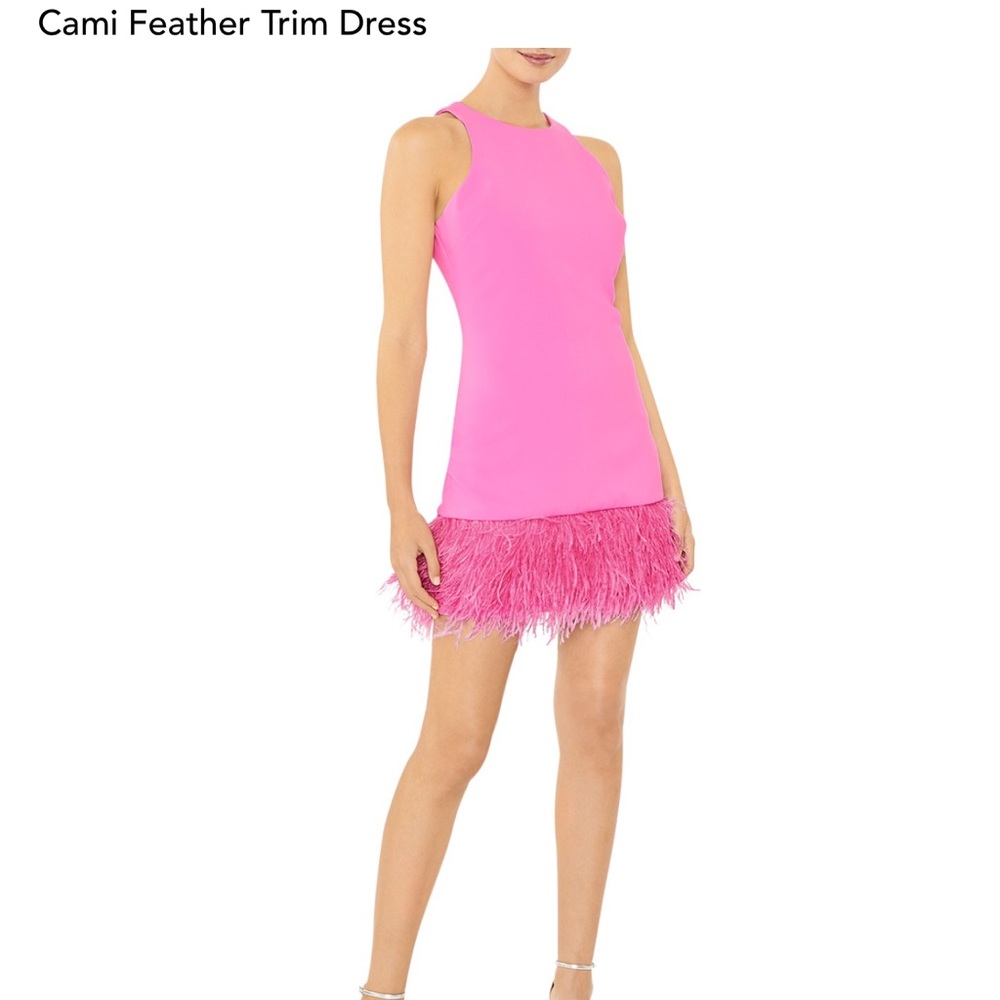 Likely Cami Feather Dress in Pink Sugar